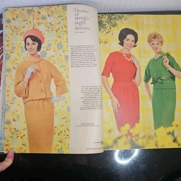 1962 Family Circle Magazine Spring Fashion Preview Cover Hairstyles Recipes - Picture 7 of 16
